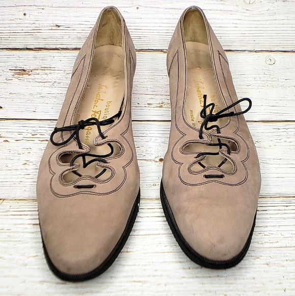 Salvatore Ferragamo Shoes - Vintage Salvatore Ferragamo Suede Lace Up Flats